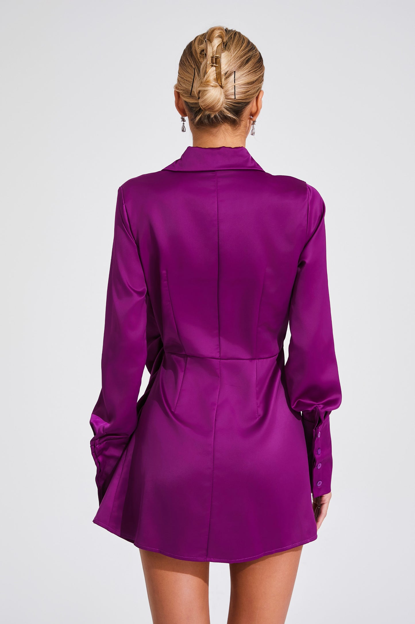 Saxton Purple Long Sleeve Mini Dress