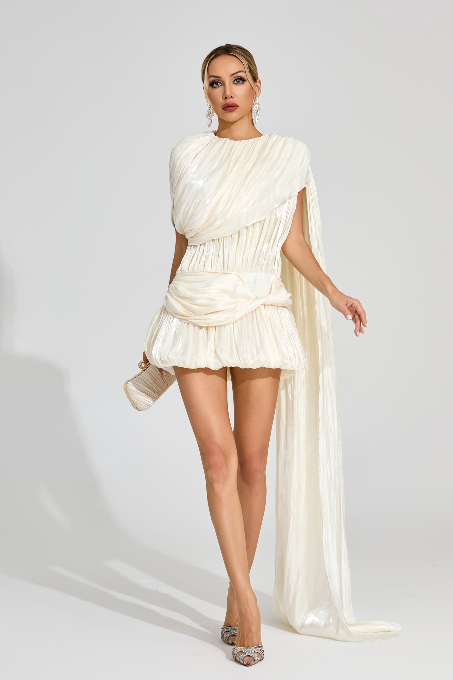 Thera Apricot Draped Mini Dress
