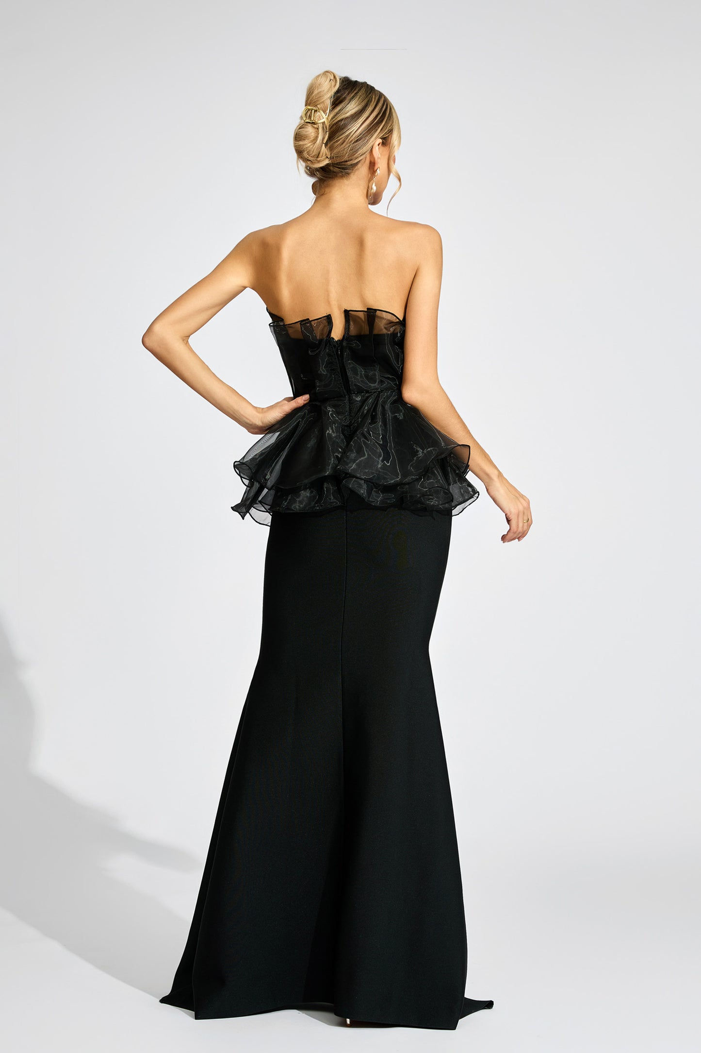 Trevelyan Black Peplum Evening Dress