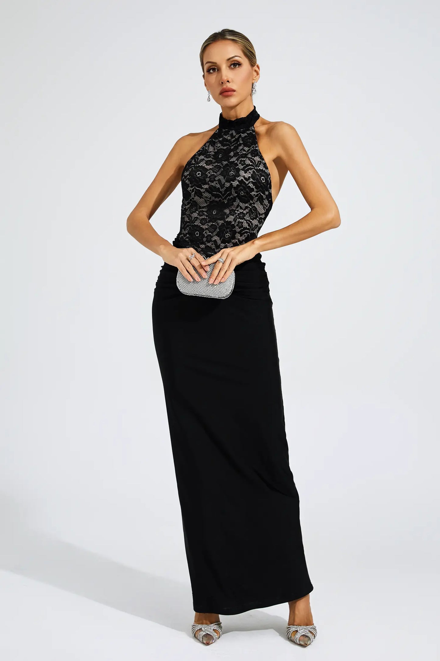 Veblen Black Lace Off Shoulder Dress