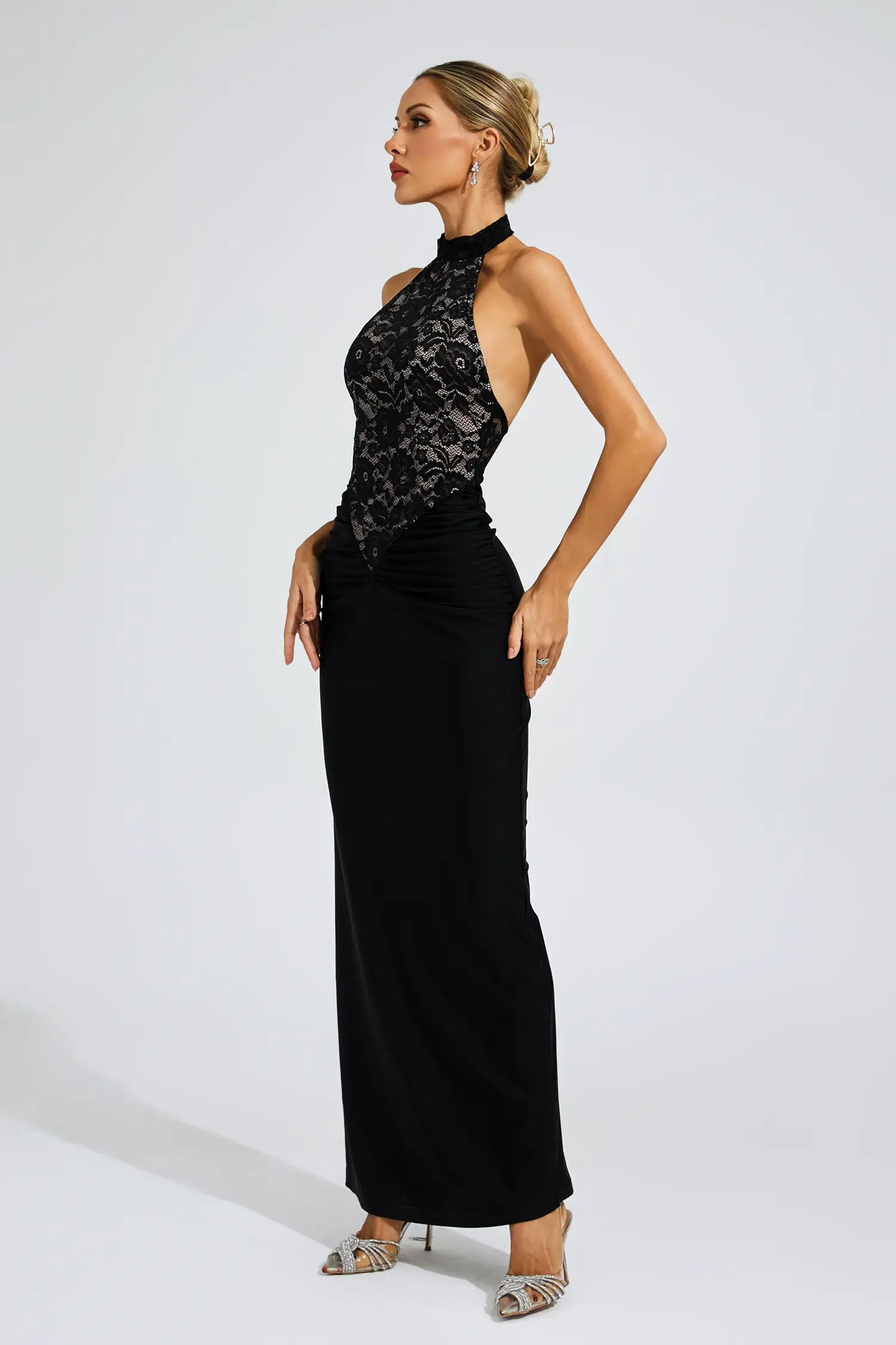 Veblen Black Lace Off Shoulder Dress