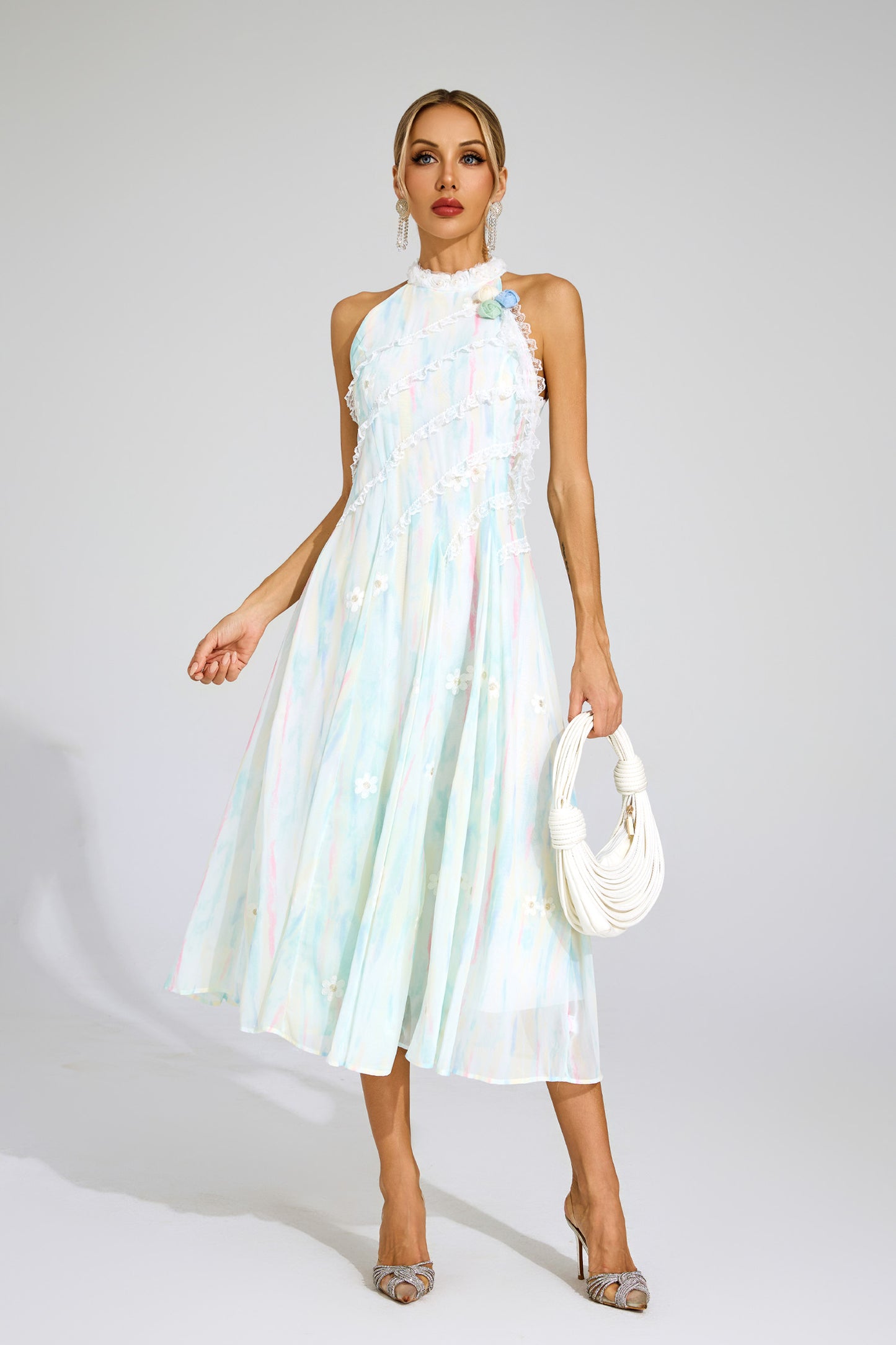 Wheatley Green Halter Sleeveless Dress