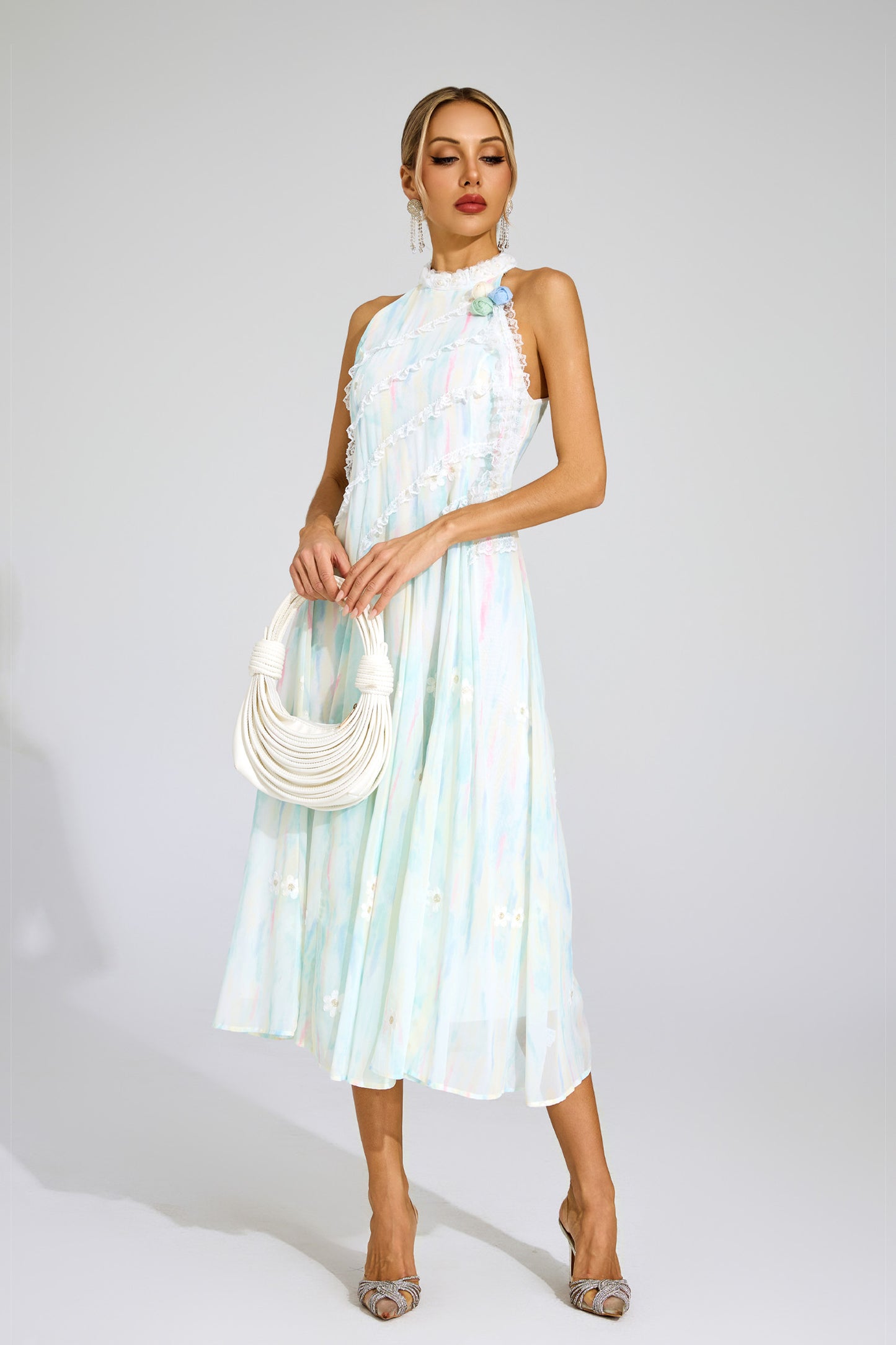 Wheatley Green Halter Sleeveless Dress