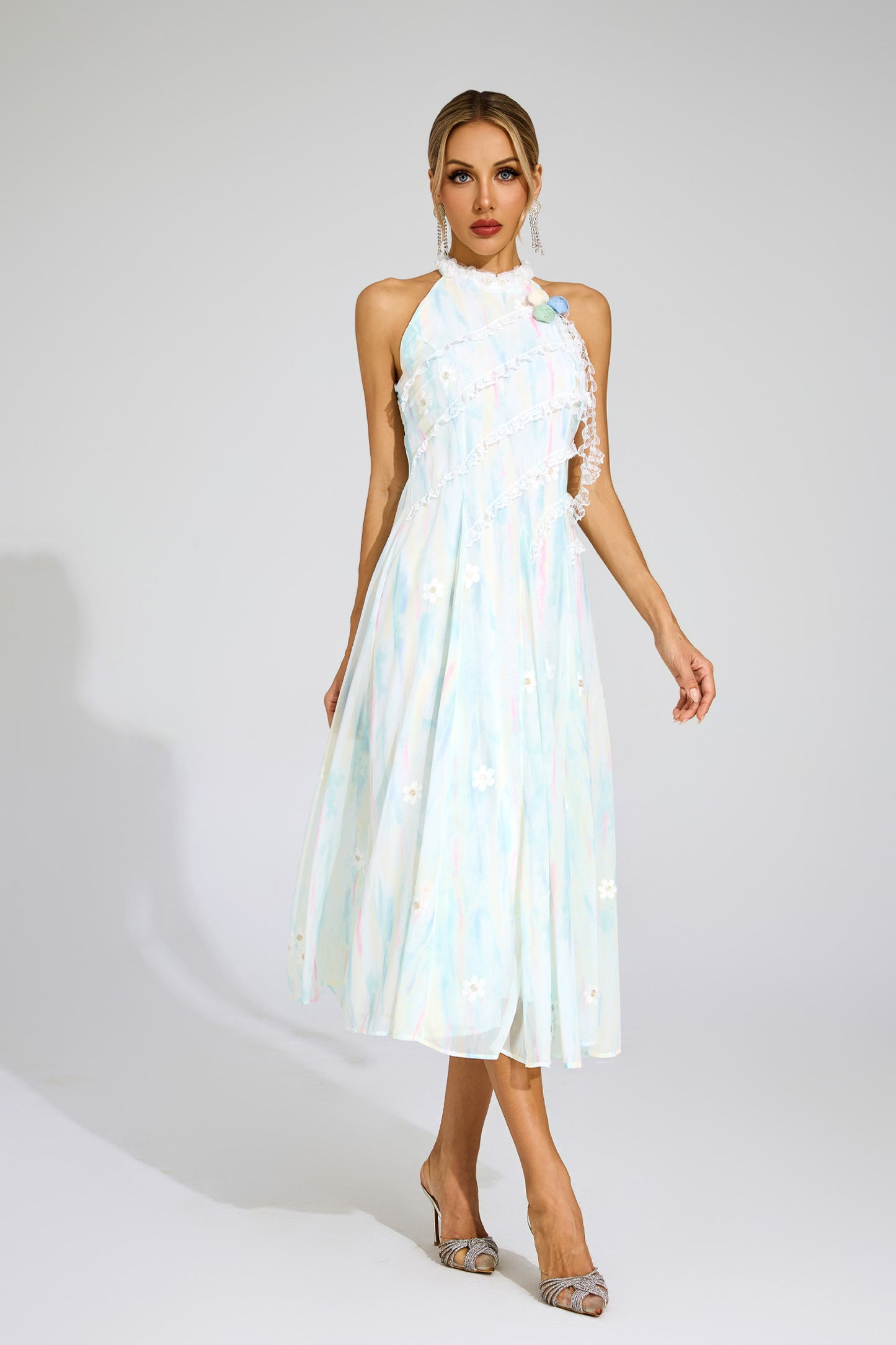 Wheatley Green Halter Sleeveless Dress