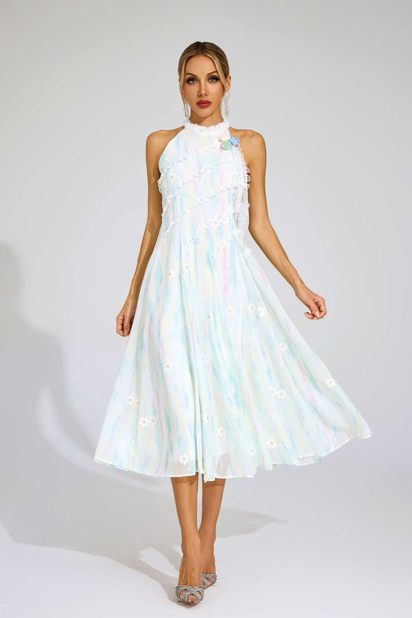 Wheatley Green Halter Sleeveless Dress