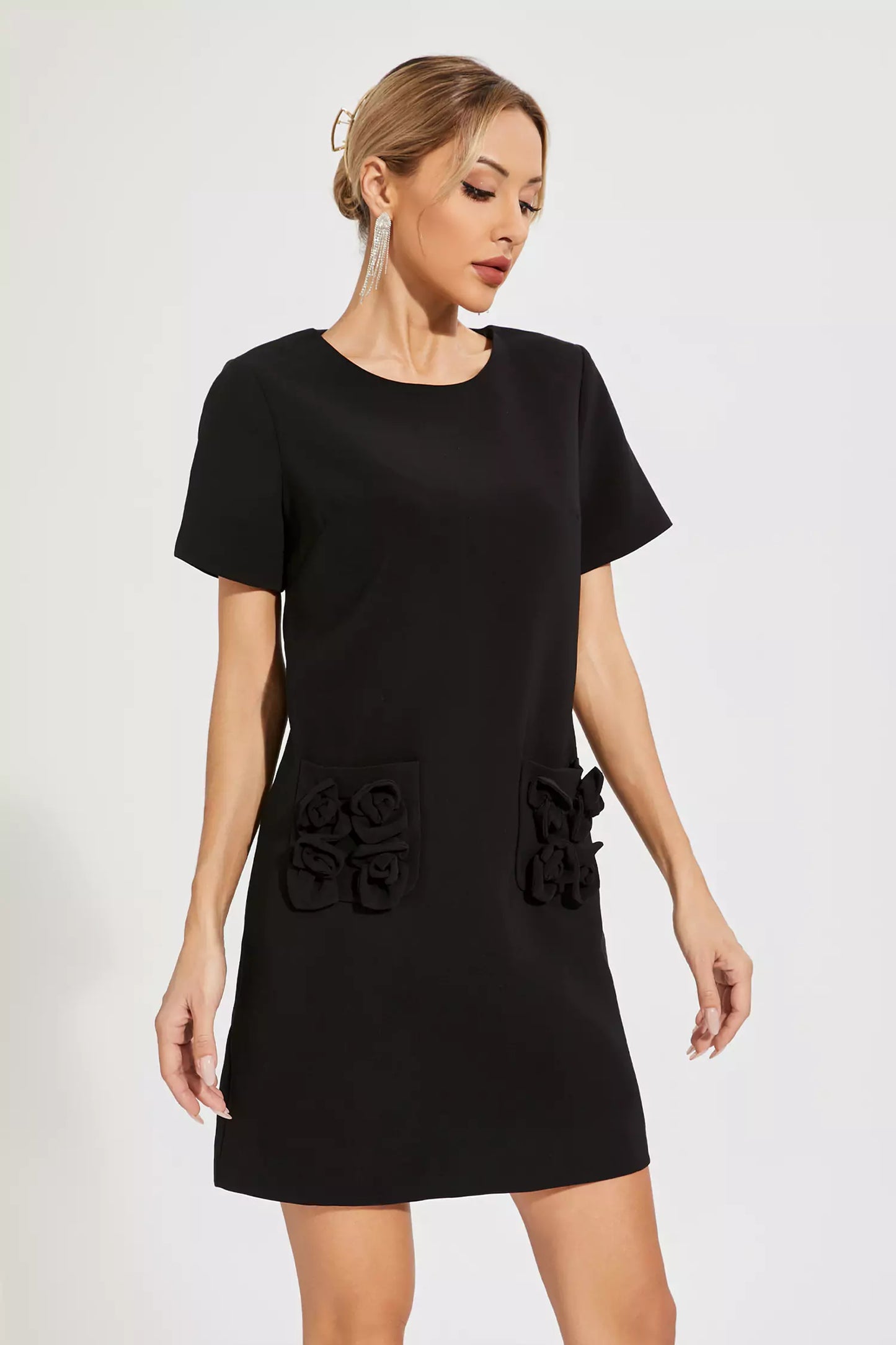 Zendaya Black Rose Mini Dress