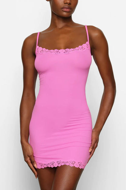 Fits Everybody Lace Trim Slip Dress