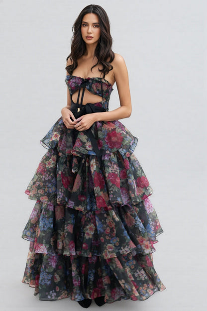 Jary Strapless Floral Maxi Dress