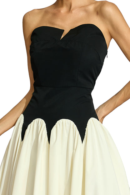 Beaufort Black White Contrast Strapless Dress