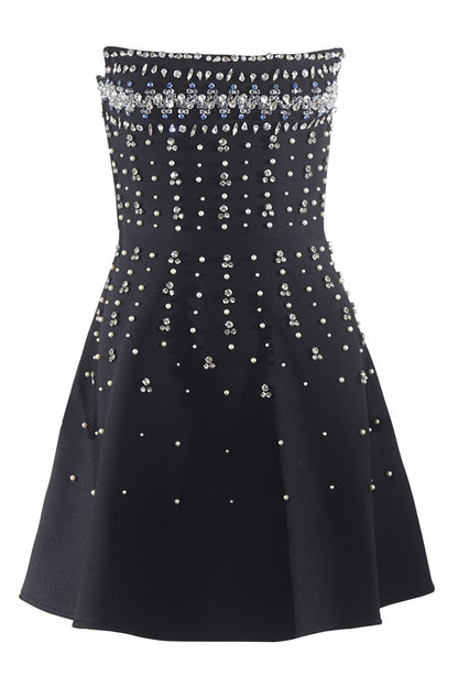Yehudi Black Diamond Embellished Mini Dress