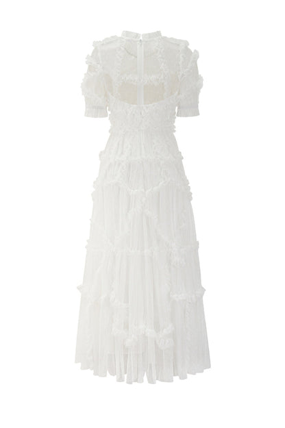 Kinley Ruched Ruffle Hem Maxi Dress