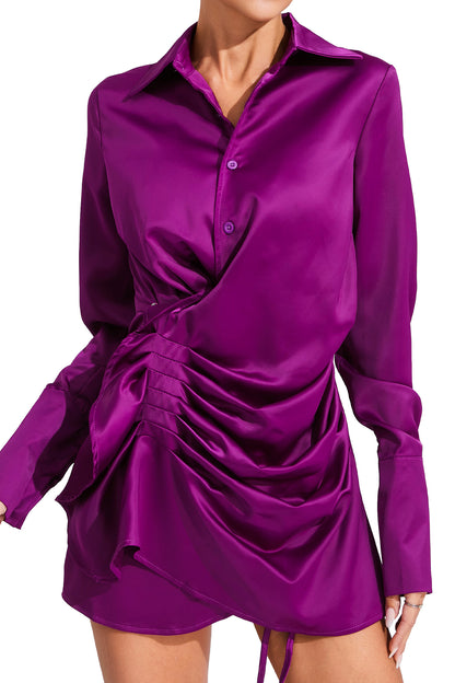 Saxton Purple Long Sleeve Mini Dress