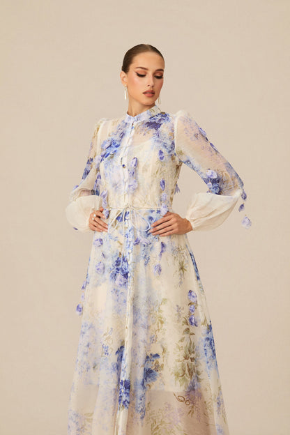 Moment of Beauty Blue Floral Print Maxi Dress