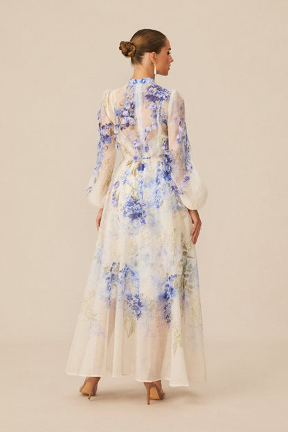 Moment of Beauty Blue Floral Print Maxi Dress