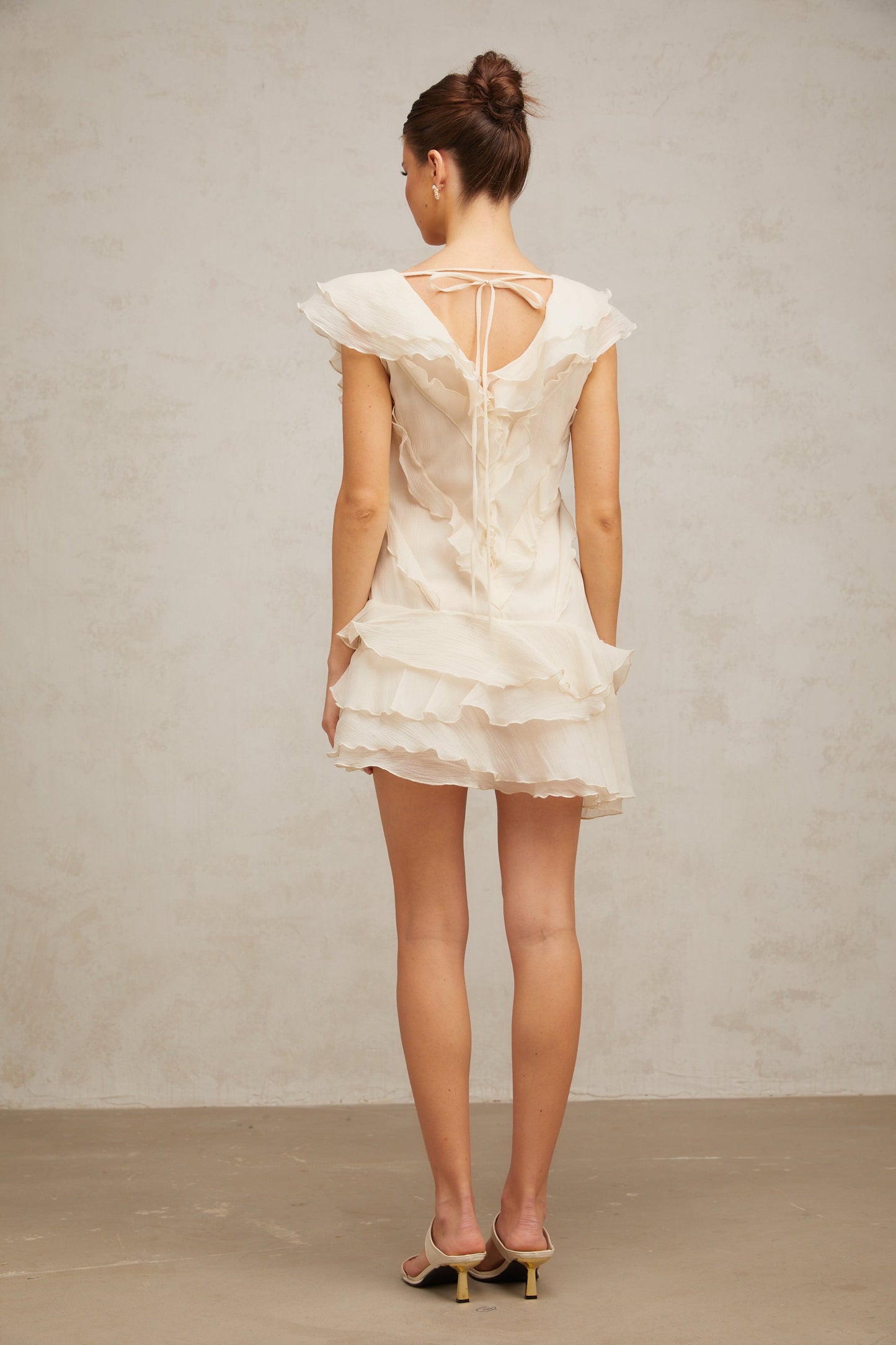 Hélène faux-flower layered ruffled mini dress