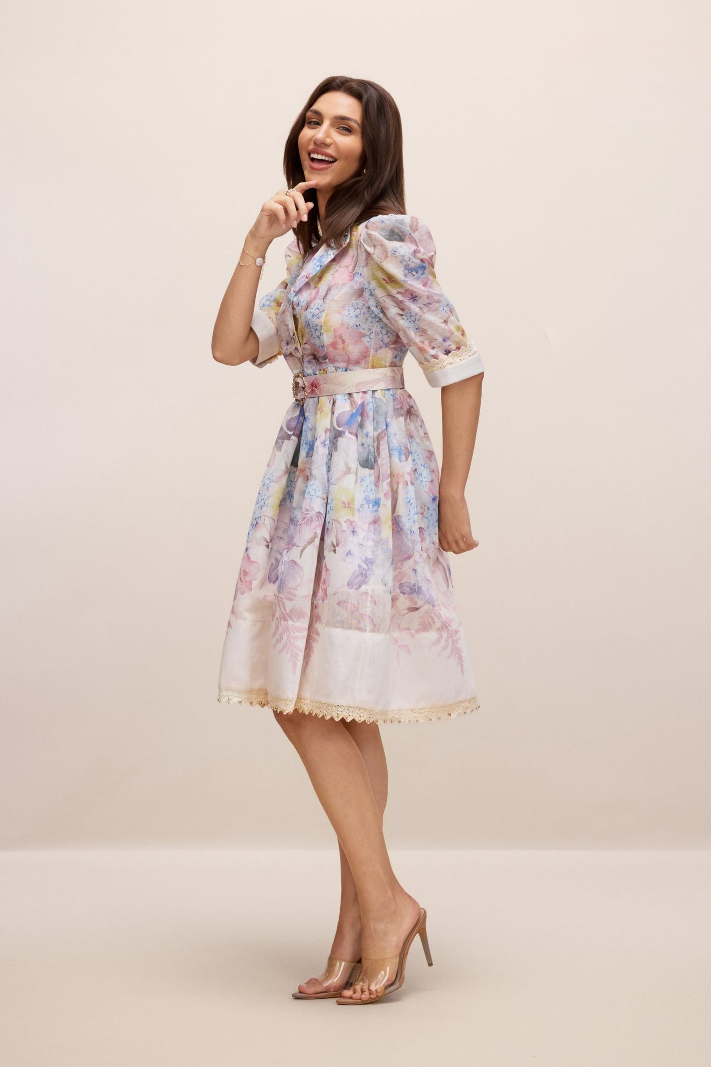 Peggy Floral Print Short Sleeve Mini Dress