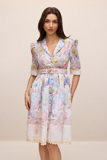 Peggy Floral Print Short Sleeve Mini Dress