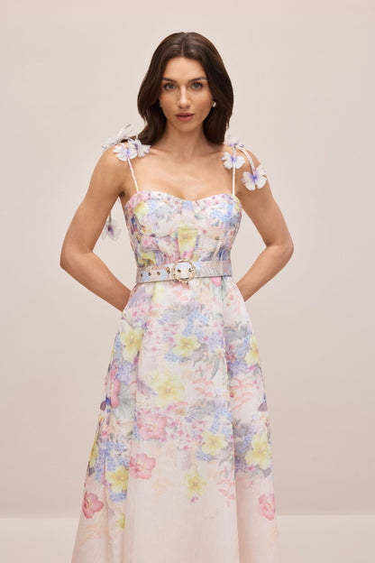 Tasha Floral Strap Corset Maxi Dress