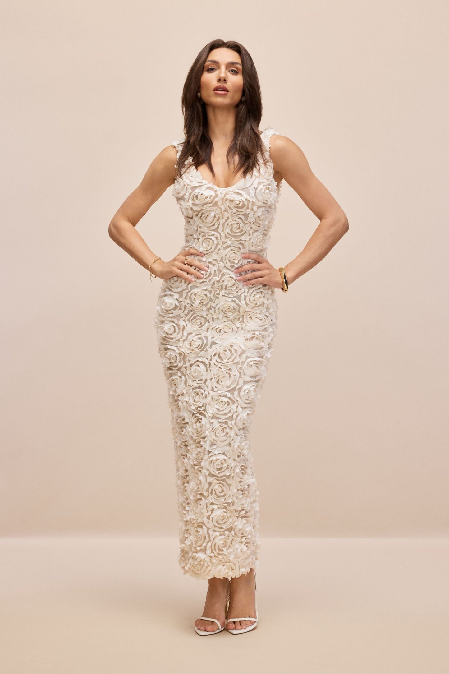 Venus Floral Applique Sleeveless Maxi Dress