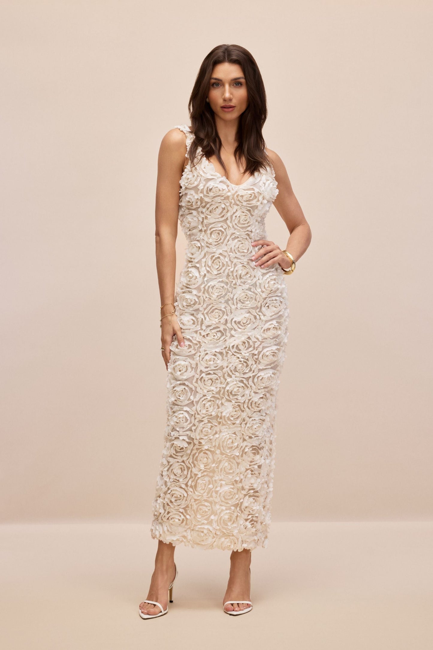 Venus Floral Applique Sleeveless Maxi Dress