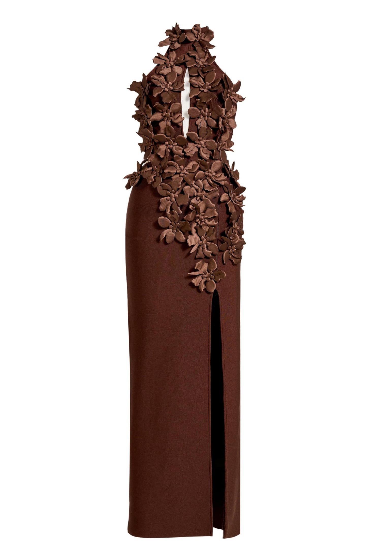 Bandage Halter Neck 3D Flower Maxi Dress