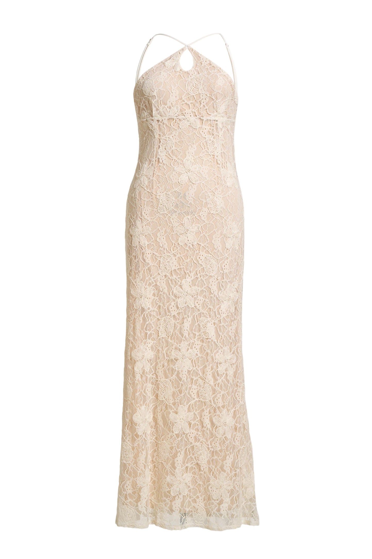 Lace Cut-Out Halter Neck Maxi Dress