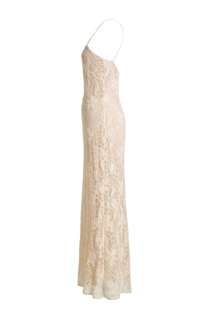 Lace Cut-Out Halter Neck Maxi Dress