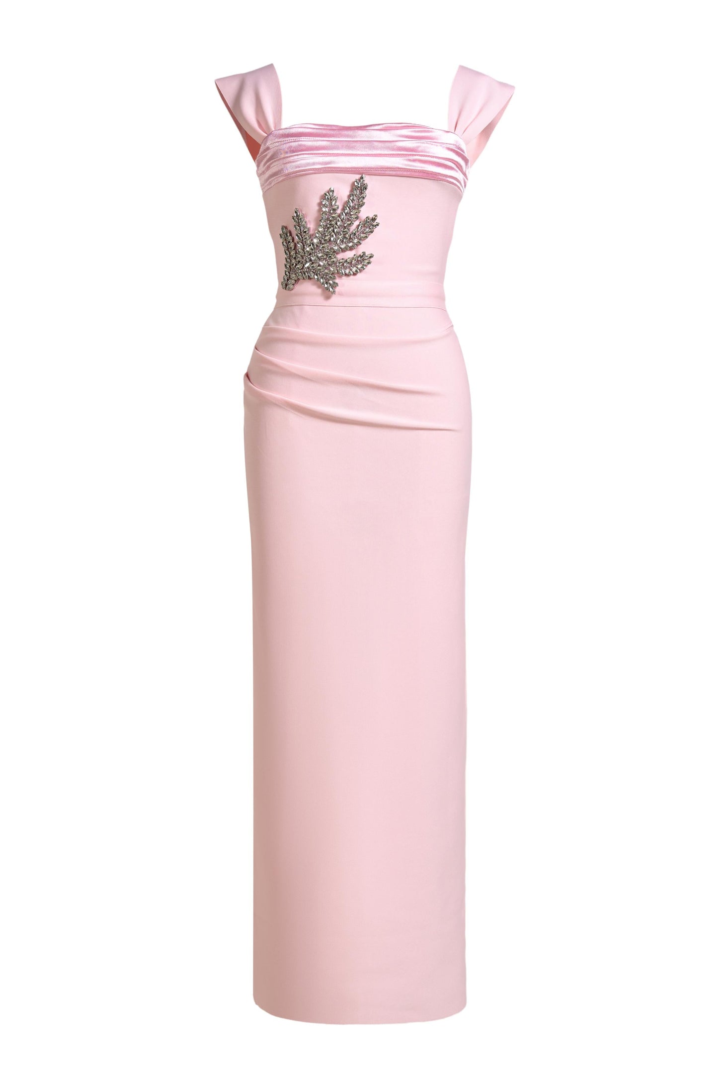Satin Splicing Bandage Rhinestone Maxi Dress