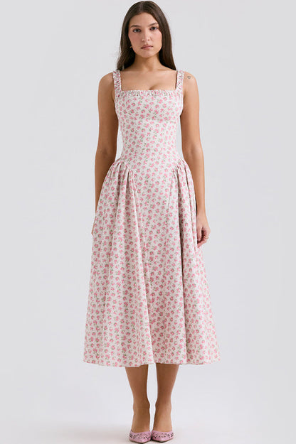 Dorothy White Rosebud Print Sundress