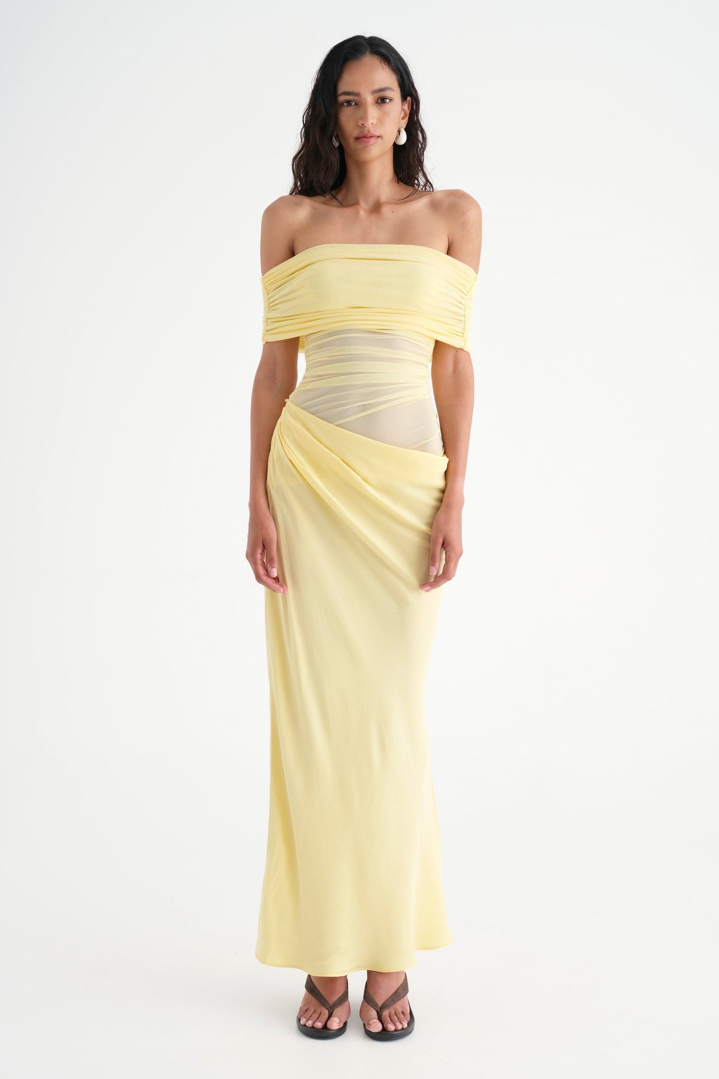 Leona Off Shoulder Sheer Maxi Dress
