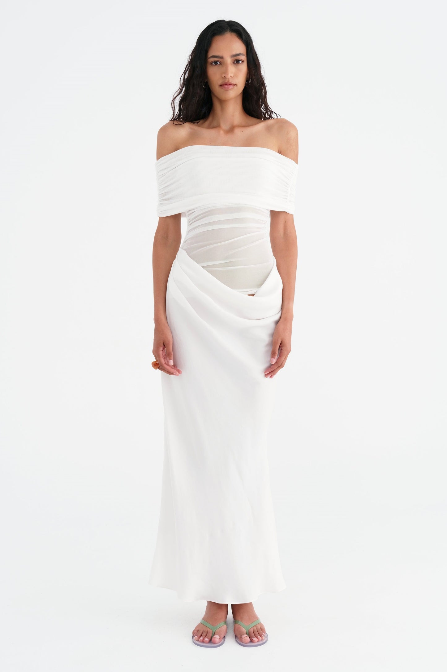 Leona Off Shoulder Sheer Maxi Dress