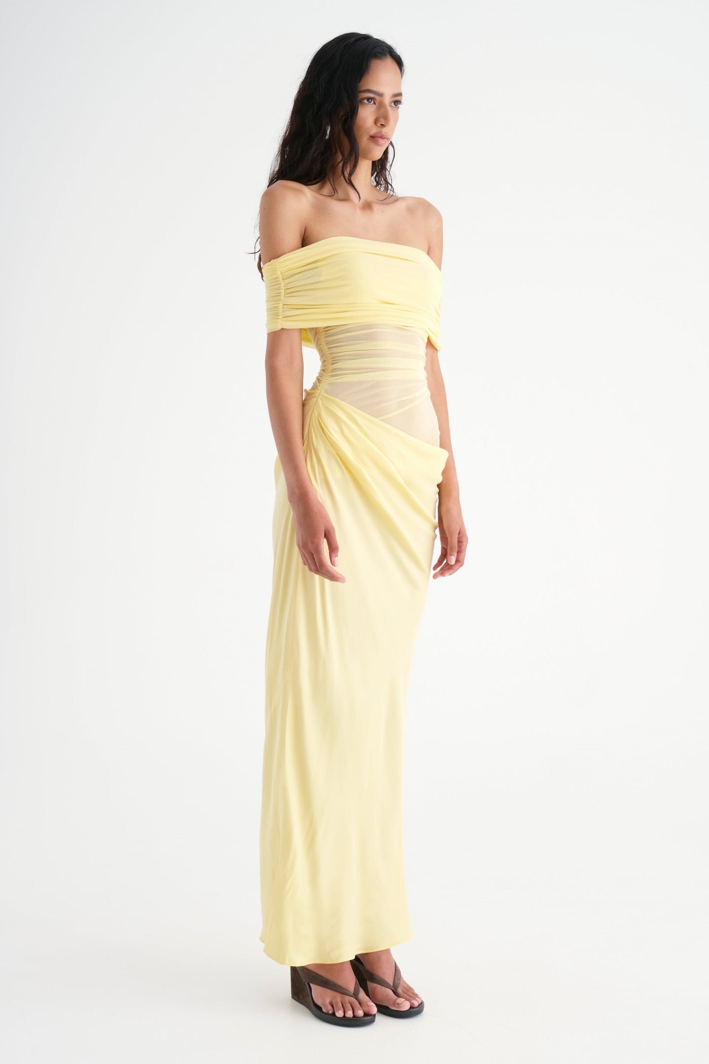 Leona Off Shoulder Sheer Maxi Dress