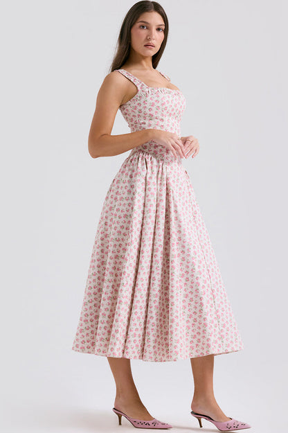 Dorothy White Rosebud Print Sundress