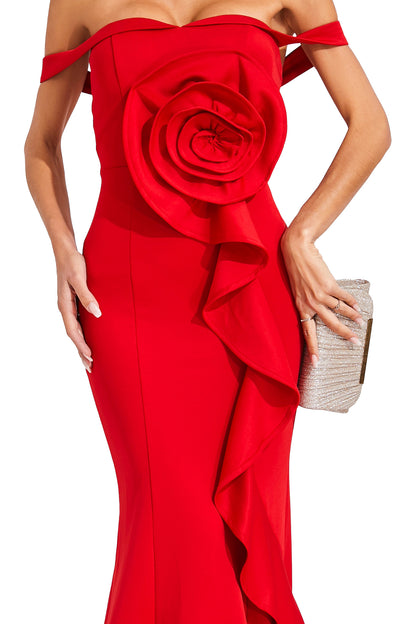 Leonard Red Rose Bandage Dress