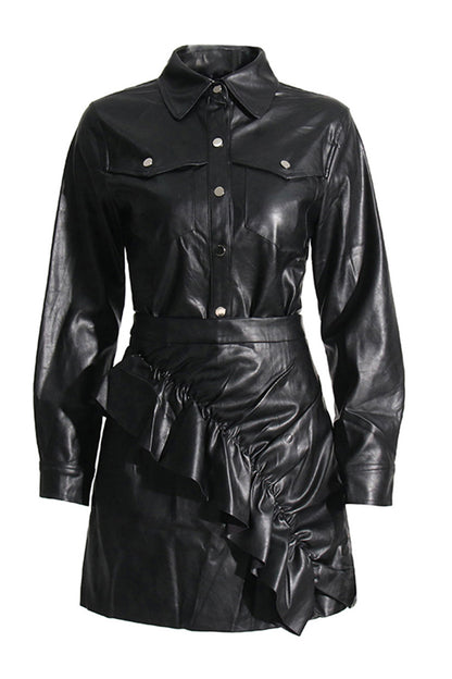 Sapir Black Leather Set