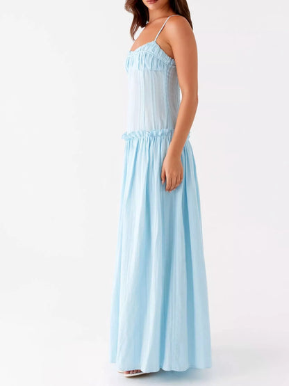 Frill Spaghetti Strap Maxi Dress