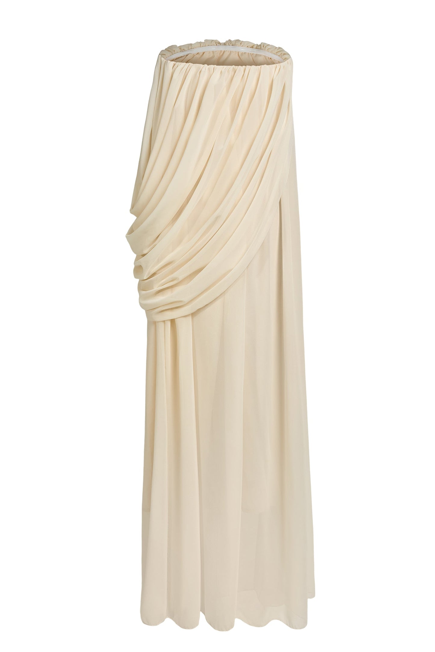 Solid Chiffon Gathering Off Shoulder Maxi Dress