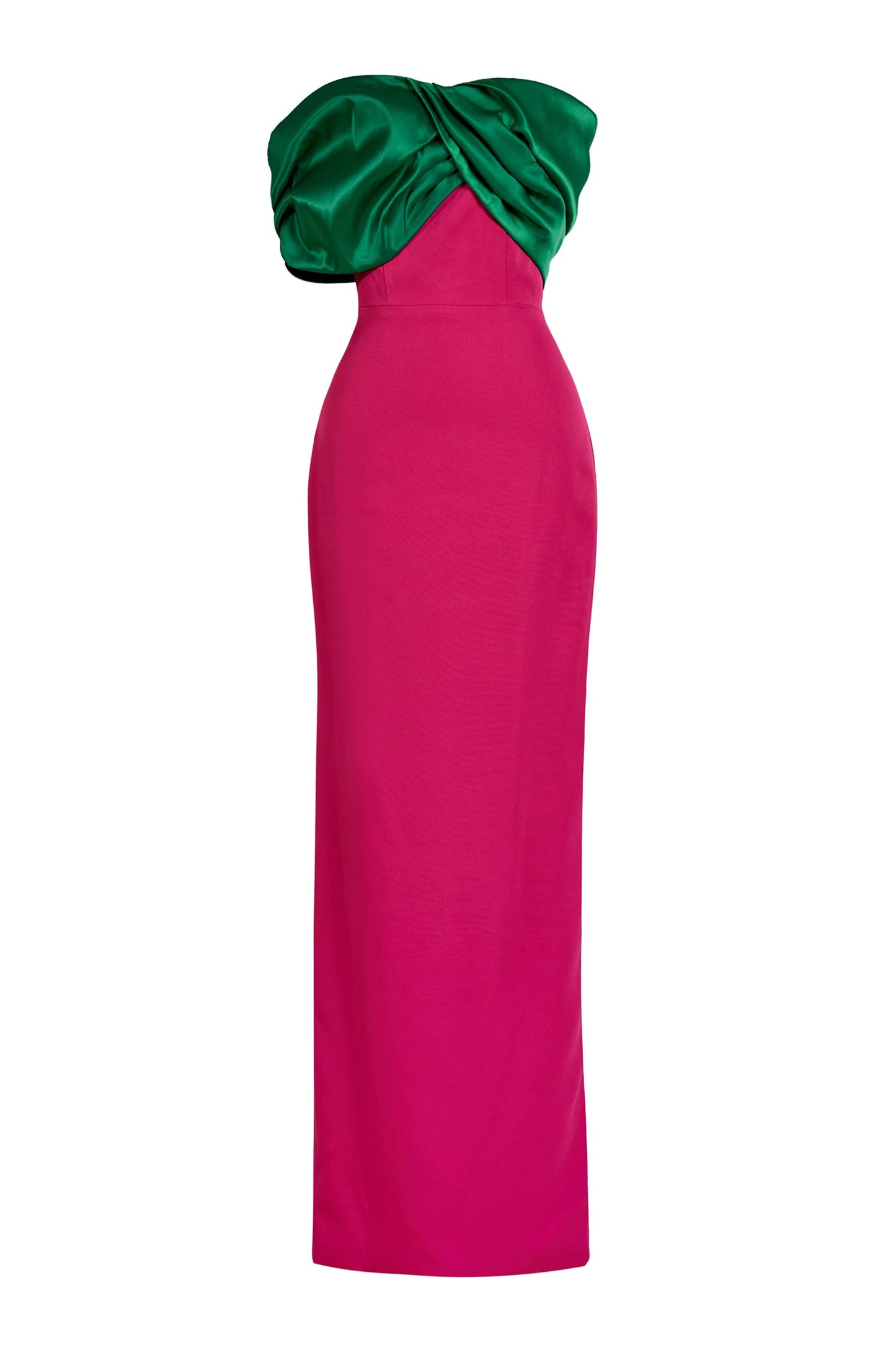 Satin Contrast Color Off Shoulder Maxi Dress
