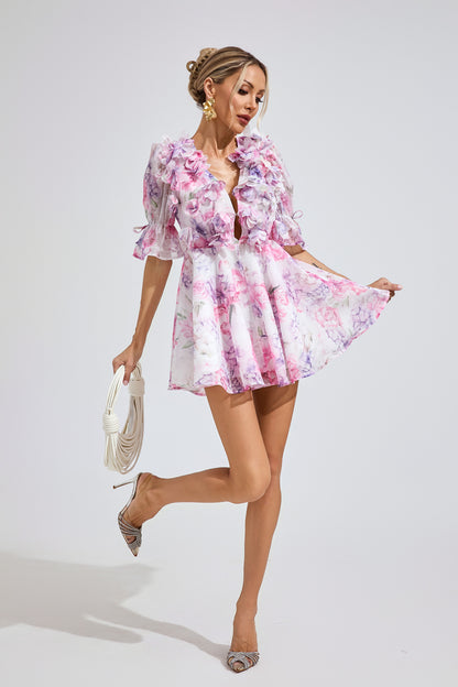 Lane Floral Corset Short Dress