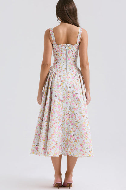 Dorothy White Rosebud Print Sundress