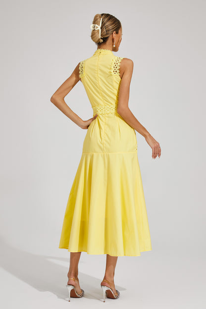 Susanna Yellow Sleeveless Lace Dress