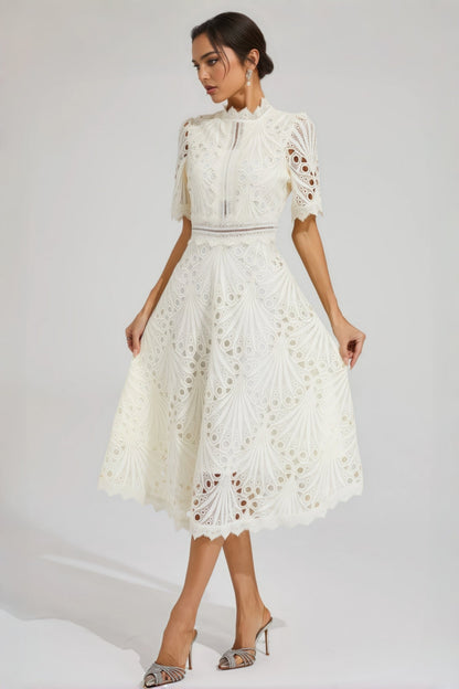 Debors White Cut Out Midi Dress