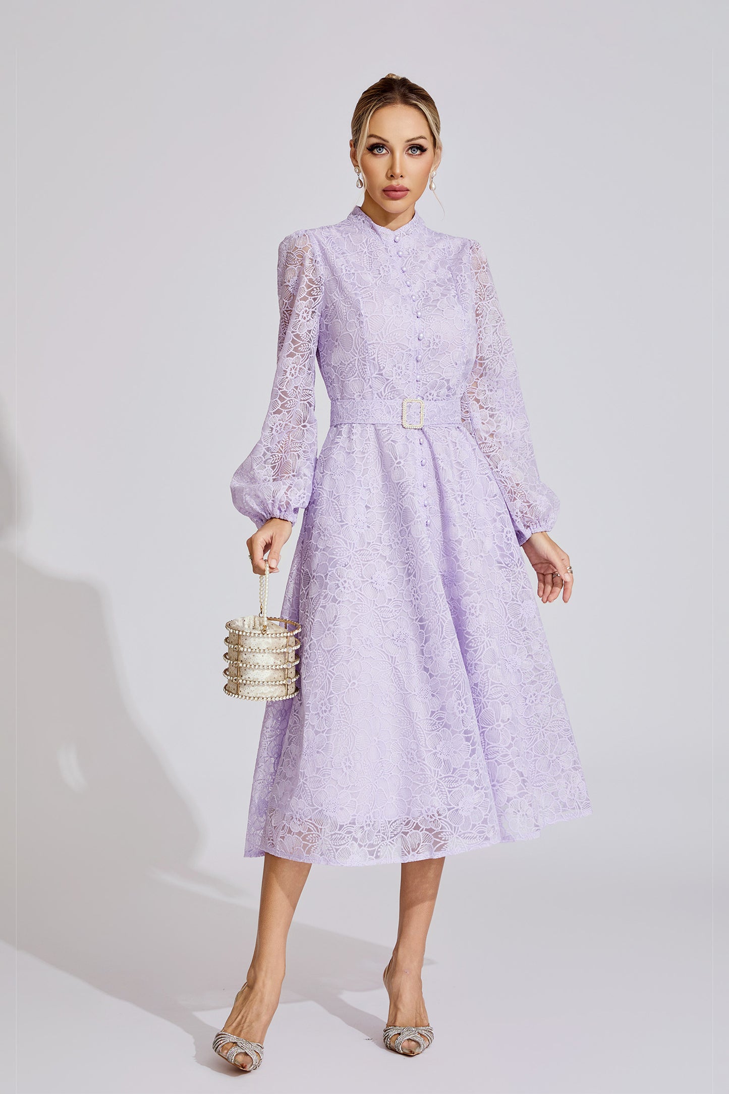 Ada  Purple  Embroidered Lace Maxi Dress