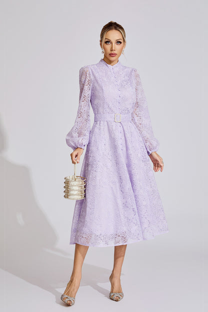 Ada  Purple  Embroidered Lace Maxi Dress