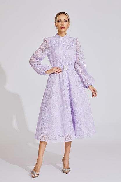 Ada  Purple  Embroidered Lace Maxi Dress