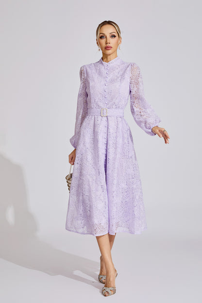 Ada  Purple  Embroidered Lace Maxi Dress