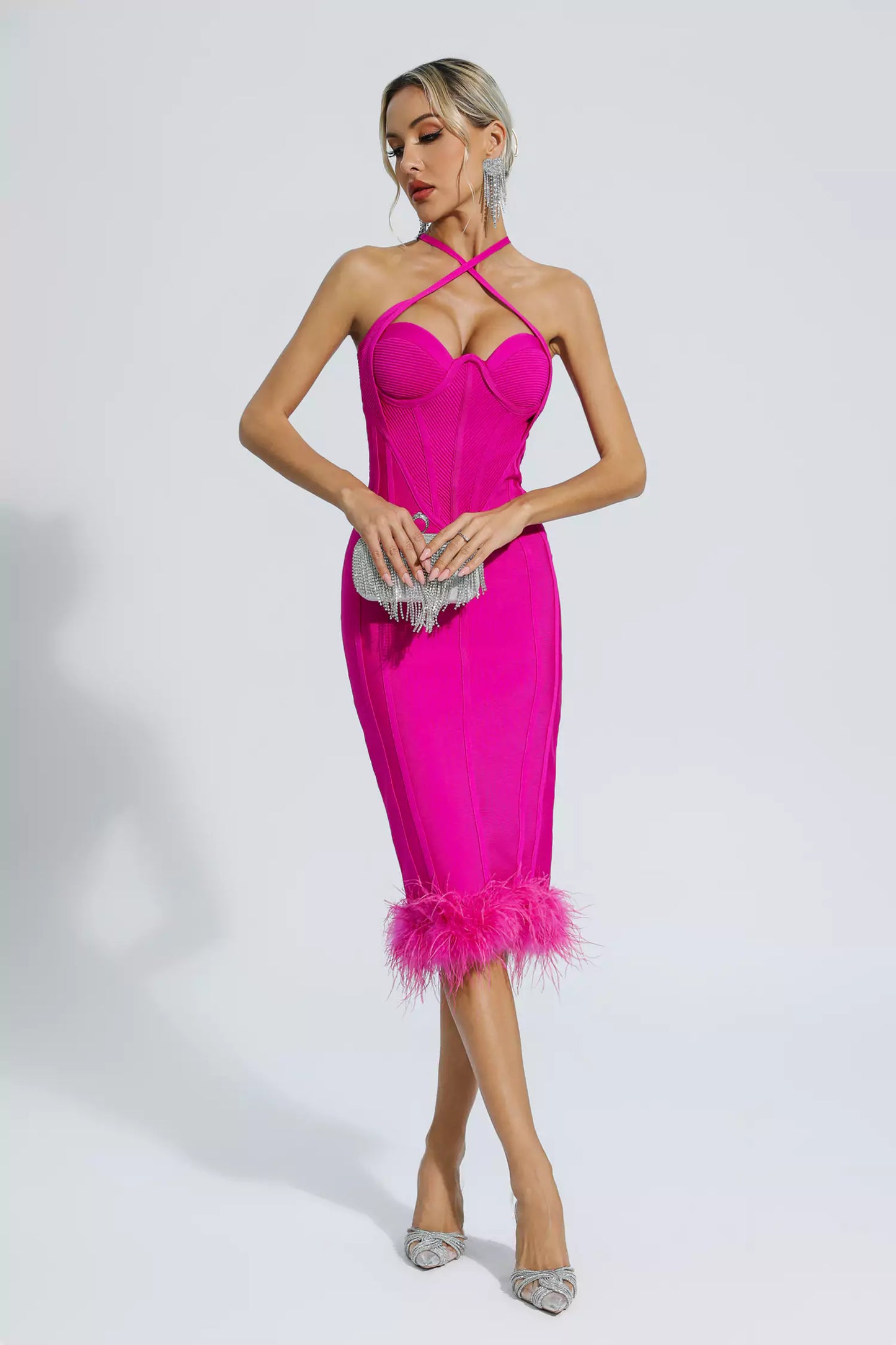 Aleah Rose Red Halterneck Bandage Dress