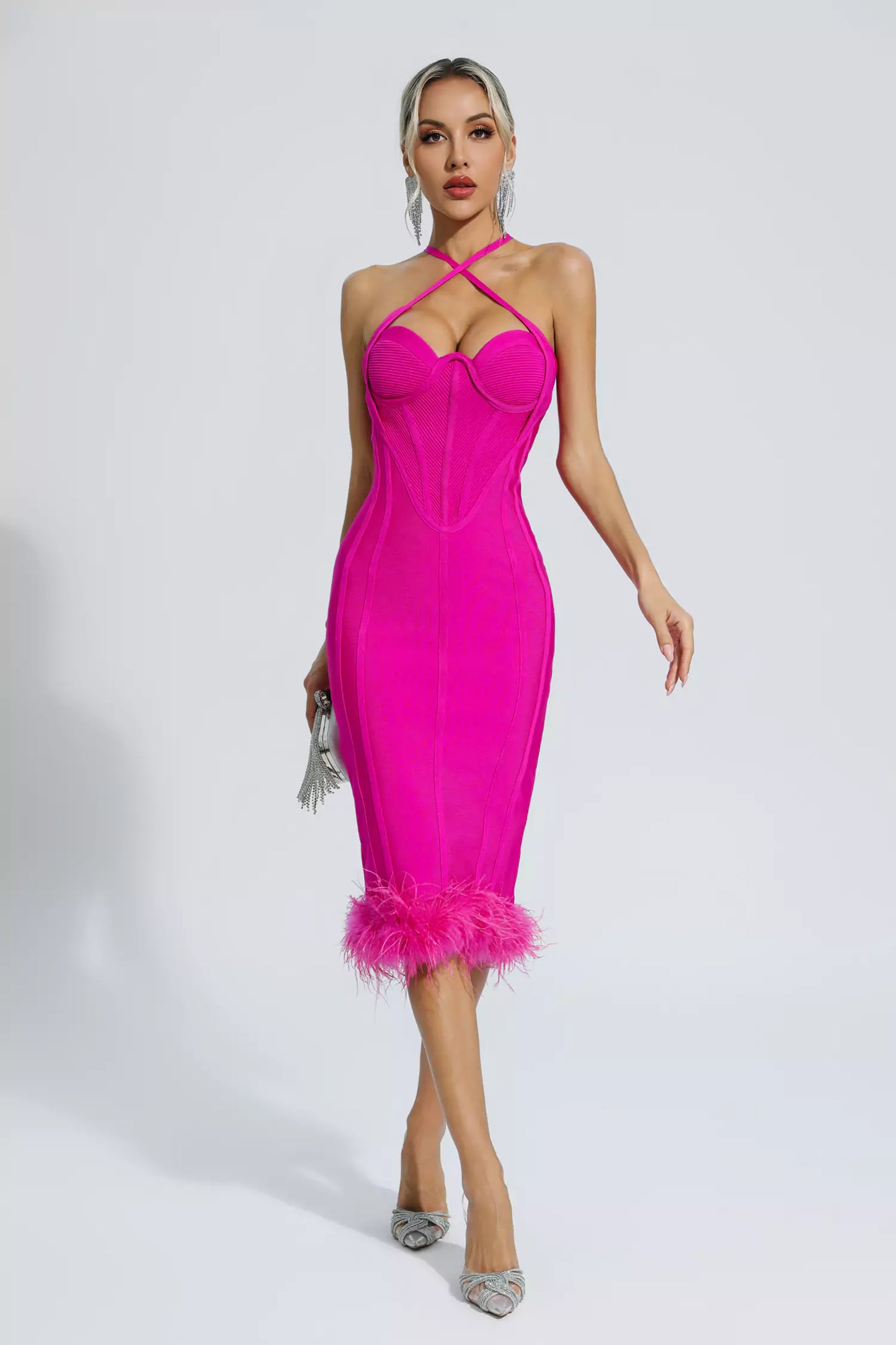 Aleah Rose Red Halterneck Bandage Dress