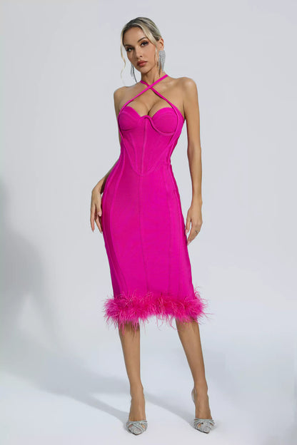 Aleah Rose Red Halterneck Bandage Dress