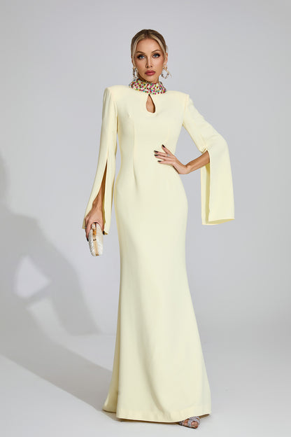 Bellatrix Light Yellow Diamond Maxi Dress